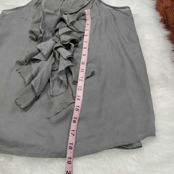 Club Monaco Sleeveless Ruffle Blouse Gray Silk And Polyester Women's M - Picture 10 of 10